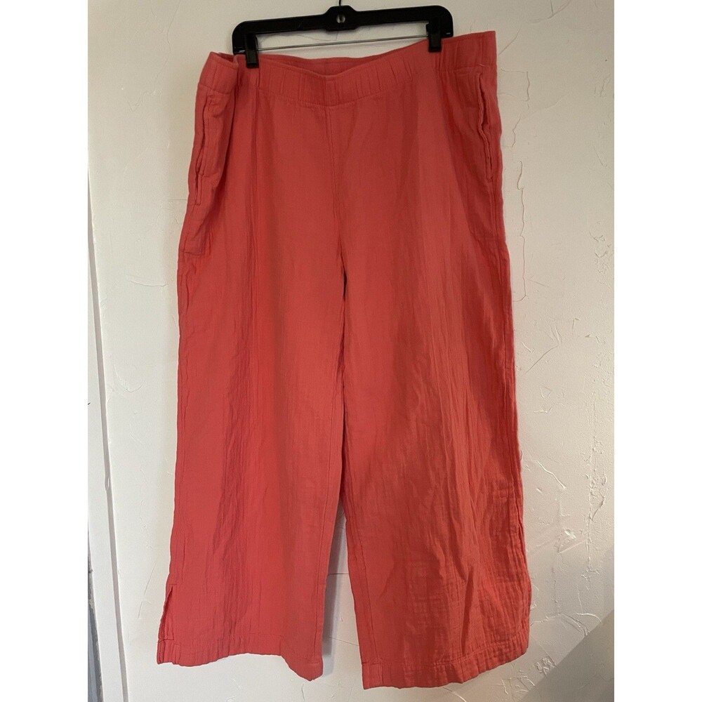 Old Navy Wide Leg Pants Women XL Orange Comfort Waistband Cotton